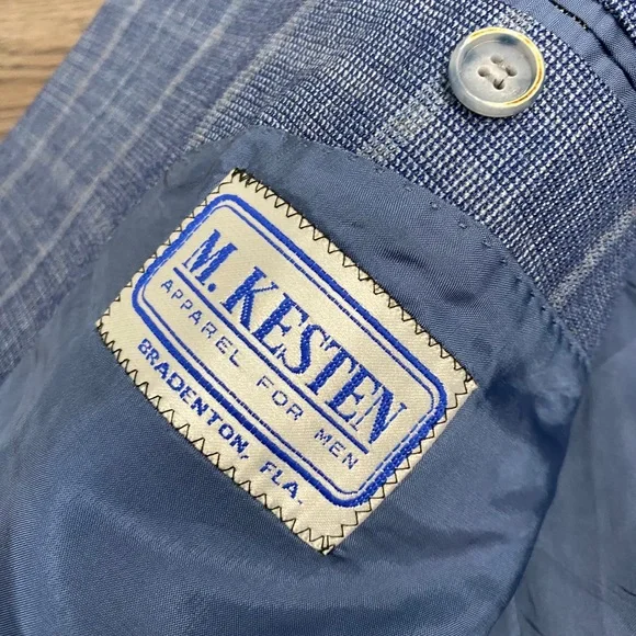 Coppley Blue w/ Grey Windowpane Silk Sport Coat 44 - Picture 6 of 7